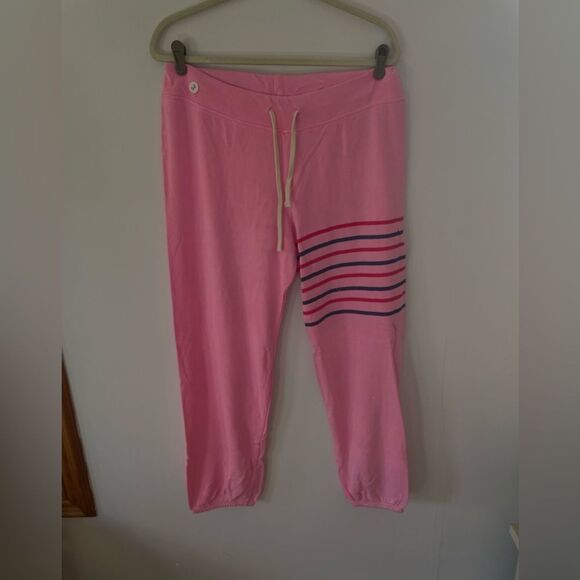 New SUNDRY Women's Stripes Sweatpants in Pigment Dyed Pink Neon size 3/L - Picture 3 of 11